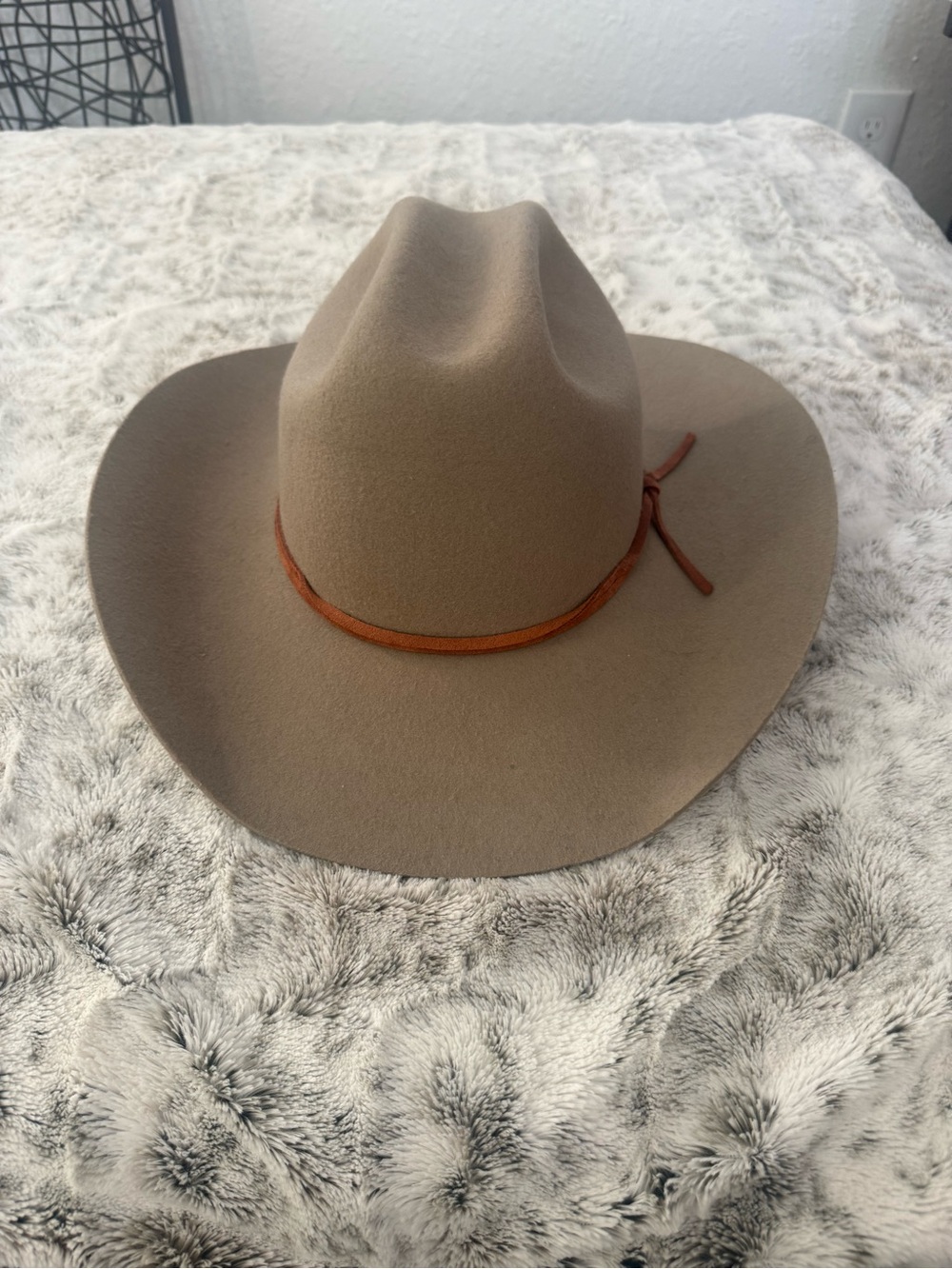 Brixton Felt Western Fedora in Taupe with Leather Band